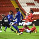 Tammy Abraham taps in from close range to score what would be the winning goal in Chelsea's FA Cup fifth round victory oer Barnsley at Oakwell. The Blues with now face Sheffield United in the quarter final. (Photo by Laurence Griffiths/Getty Images)