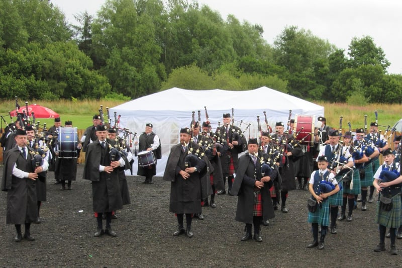 Beating the Retreat, the massed bands put on a sterling show for the crowds at Lesmahagow Highland Games.