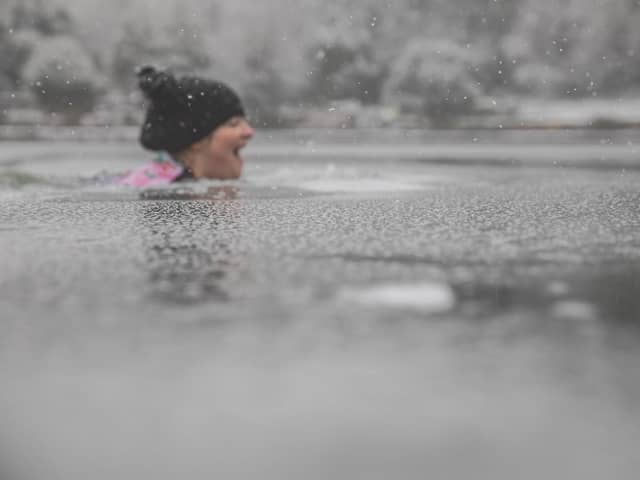 Wild swimming at Crookes Valley Park in Sheffield on January 14th 2021. Pictures by John Anderson.