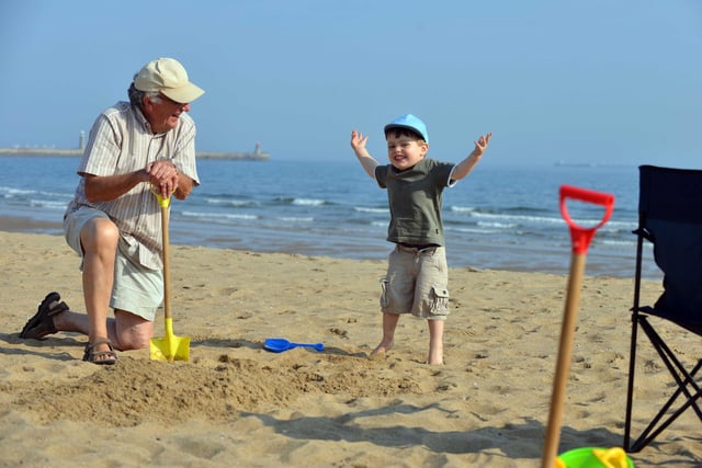 Ron Lancaster with grandson Jack Robinson, 4, at Sandhaven four years ago. And it looks like they are having a wonderful time.
