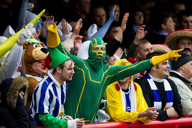 Sheffield Wednesday fans in fancy dress sing prior to the npower League One match between Brentford and Sheffield Wednesday at Griffin Park on April 28, 2012 in London, England. (Photo by Ben Hoskins/Getty Images)