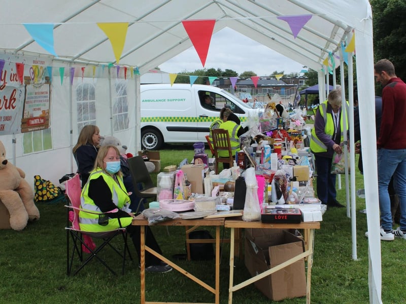One of the many busy stalls at the event. Items for sale ranged from toys to cakes.
