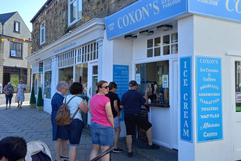 Queues at Coxon's ice cream parlour in Seahouses.