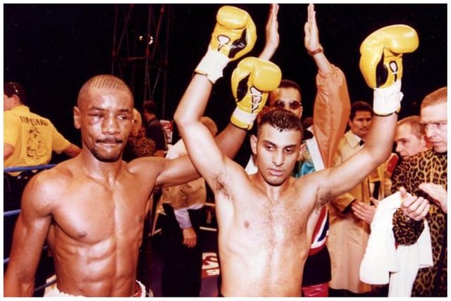 Naseem Hamed after his fight with Steve Robinson in Cardiff in October 1995