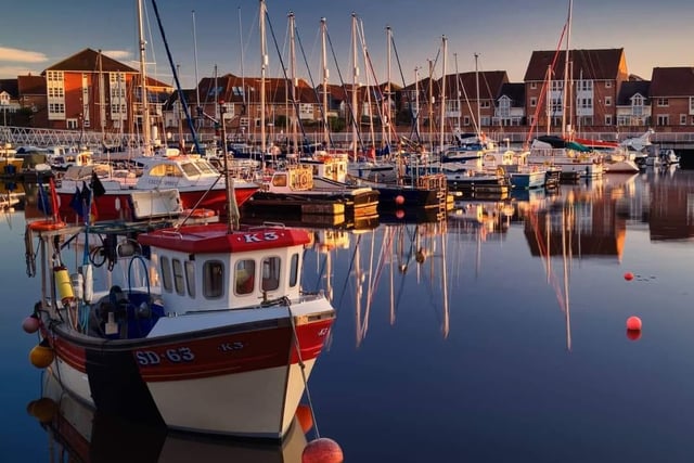 A peaceful scene at Sunderland Marina.