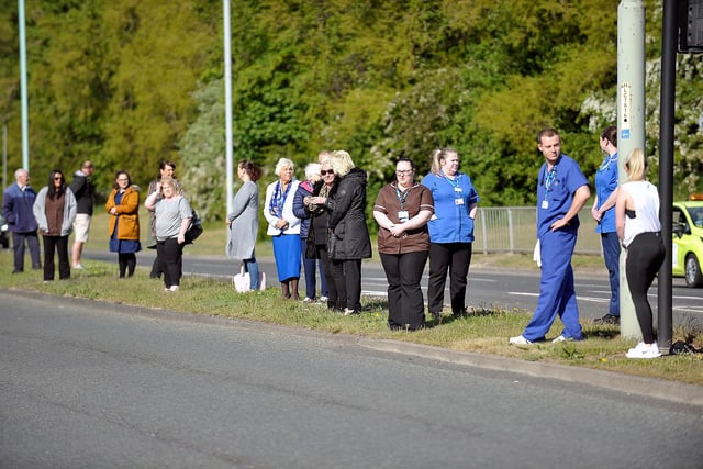 South Tyneside District Hospital staff pay their respects