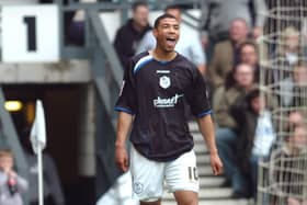 Leon Best after scoring the second goal for Wednesday in a 2-0 win for the Owls against Derby in April 2006