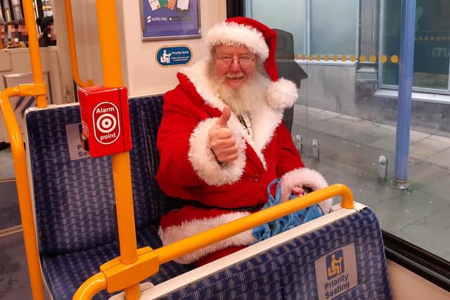 Santa Claus was among the passengers taking the Sheffield to Meadowhall team