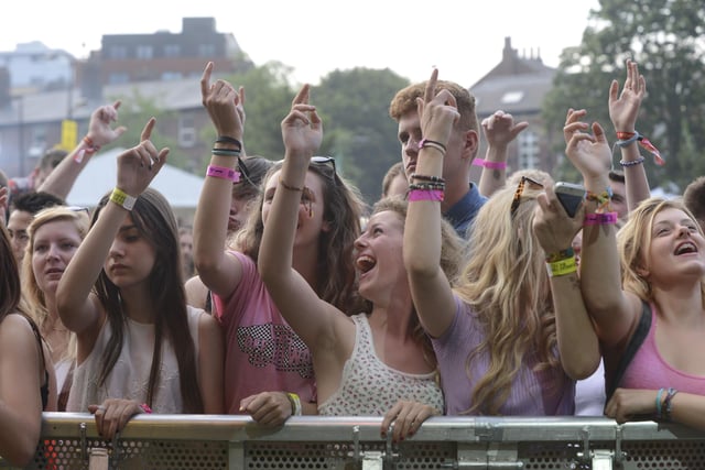 Fans getting into the spirit of the day on Devonshire Green at Tramlines, July 26, 2014