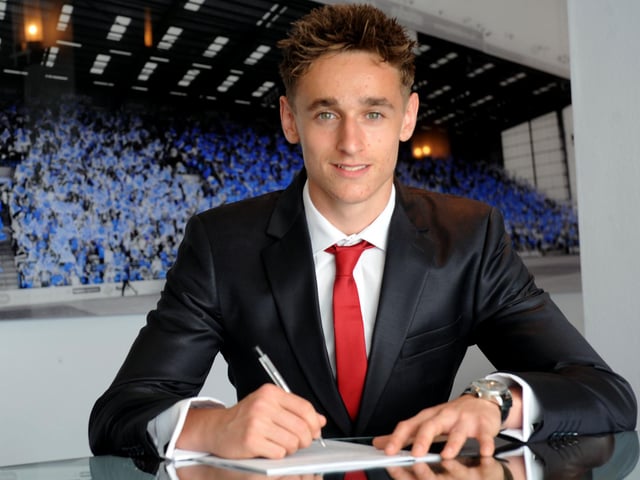 A proud day as the 16-year-old Waterlooville lad pens his apprenticeship with Pompey in 2013.
