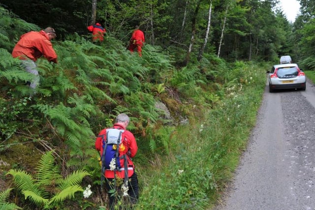 A number of extensive searches are carried out including nearly 100 members of mountain rescue teams around the Argyll Forest