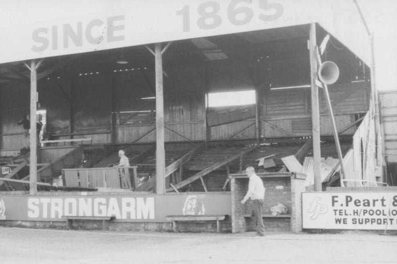 The stand at the then named Victoria Ground was demolished in 1985. The Cyril Knowles stand was eventually built in its place. Photo: Hartlepool Museum Service.
