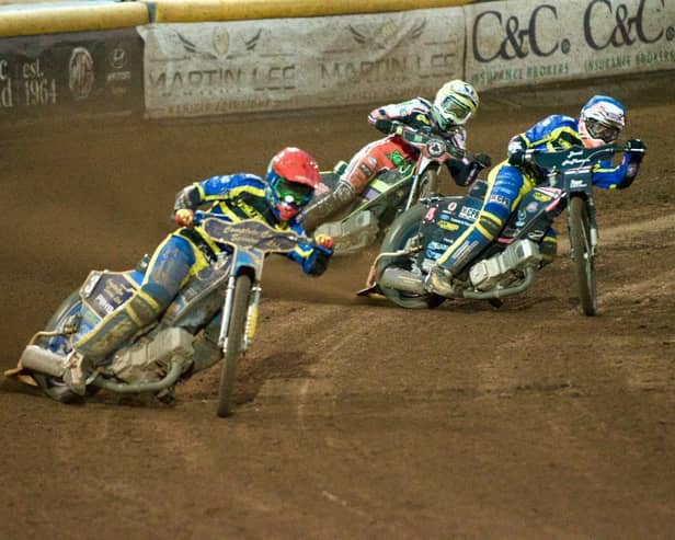 Skipper Kyle Howarth partners with Josh Pickering against Belle Vue at Owlerton.