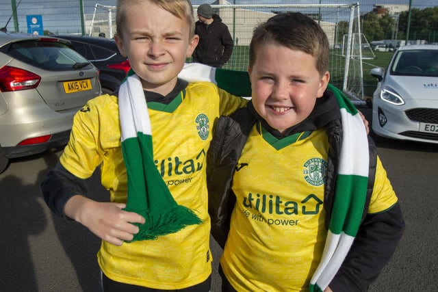 Young Hibs fans Lewis Nichols (10), and Cole Thomson (8