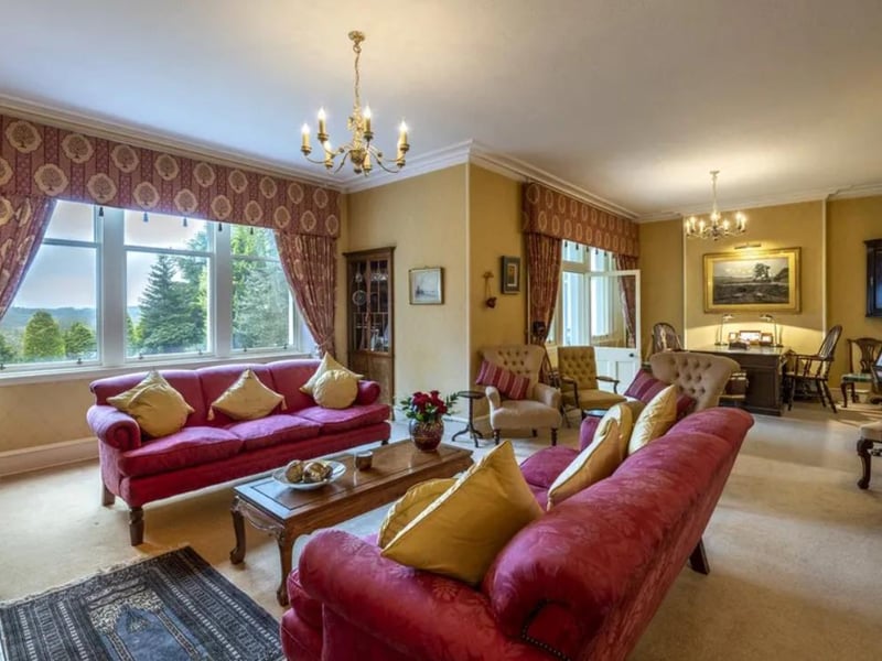 Netherton Lodge is an eight bed property in Aberdeen which is on the market for offers over £1,975,000. The lodge features seven reception rooms and five bathrooms as well as a tennis court and two ponds.