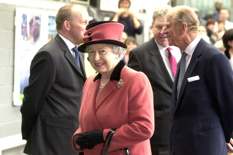 The Queen and Prince Phillip arrive at Sheffield Midland Station on 22 May 2003