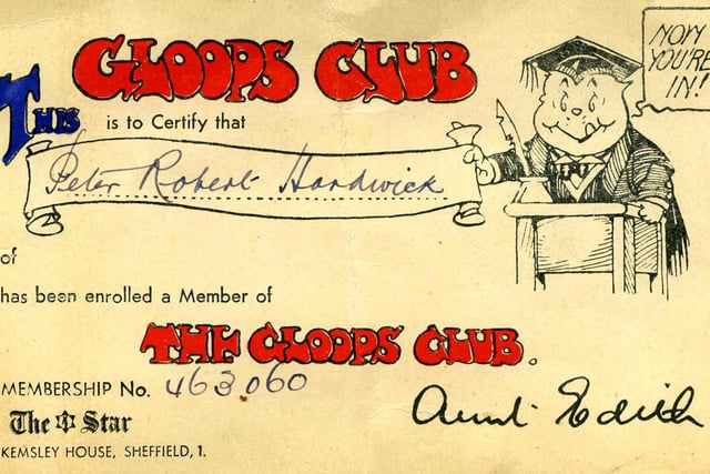 An original Gloops Club membership card