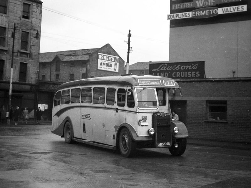 This is No G16 (AMS 546), a Duple-bodied Guy Arab III new to Lawson’s in March 1947. It operated in the Lawson fleet until taken over by Alexander Midland in May 1961, then passed to Renilson, a contractor in Forfar, in early 1966.