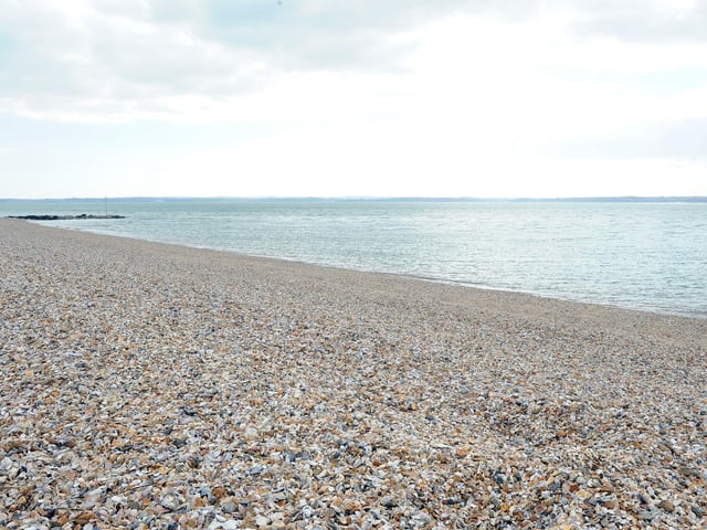 A very quiet beach in Lee-on-the-Solent which shows no boats out in the Solent during the lockdown.