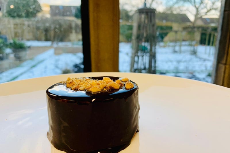 Nathan Wall's chocolate hazelnut/caramel dessert. Picture courtesy of Fischer's of Baslow