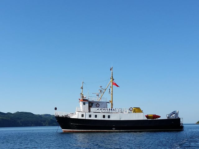 This former ferry once roamed the Norwegian fjords and makes an excellent base for groups of up to 11 guests seeking the best of Scotland's west coast. There are two double or twin cabins with en-suite shower, toilet and wasbasin, two twins with toilet and washbasin, two regular singles and a large single or small double, all with washbasins. Guests can eat either in the deck saloon or on the open-air aft deck. The former ferry is one of three unique 'small ships' available from St Hilda Sea Adventures, all berthed in Dunstaffnage Marina, just three miles north of Oban.