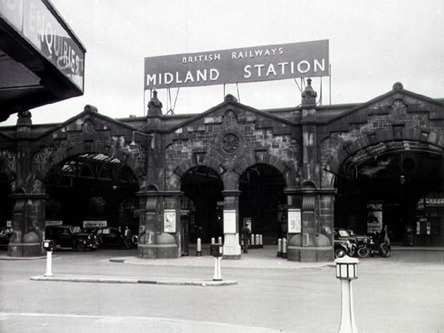 The entrance to Sheffield Midland Station in 1959