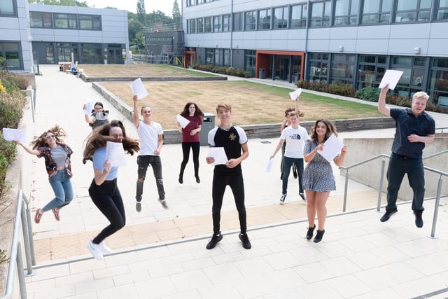 Top students at Fareham College collect their results. Picture: Keith Woodland