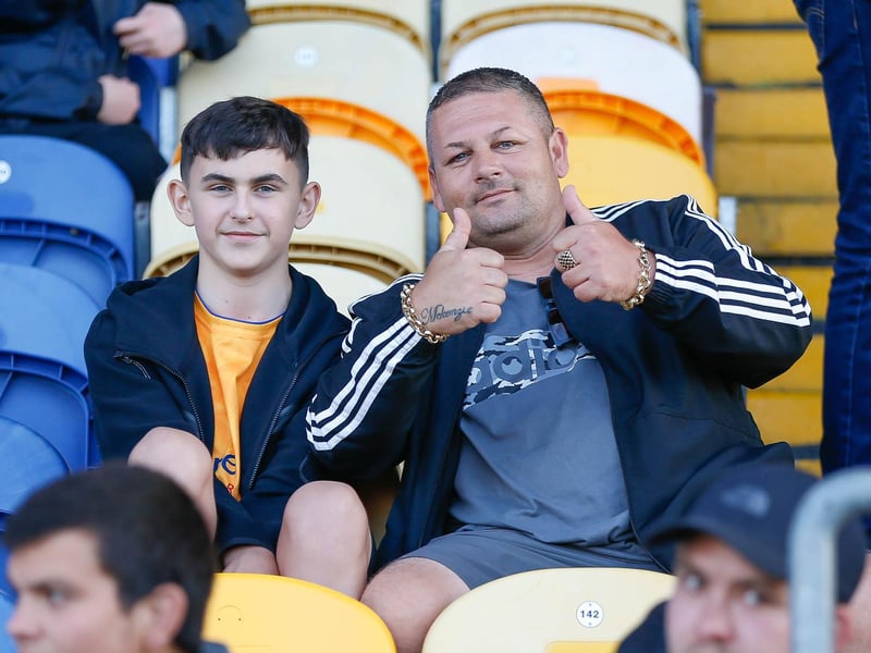 Mansfield Town fans in the stands ahead of their side's defeat to Preston North End.