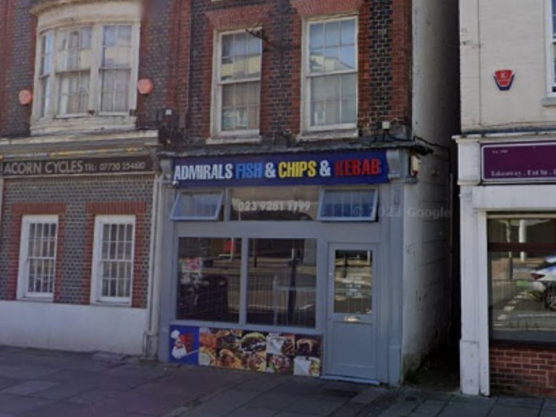 Admirals Fish Chips And Kebab, a takeaway at 60 Queen Street, Portsmouth was given the score of two after assessment on September 26, the Food Standards Agency's website shows.
Its management of food safety was rated as generally satisfactory while its cleanliness and condition of facilities and building and management of food safety was rated improvement necessary.