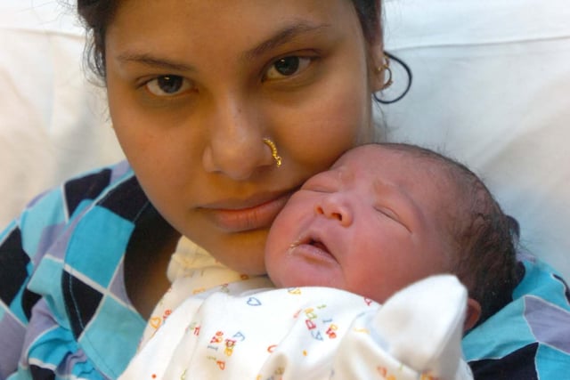 Sultana Mahbuba of Malvern Road, Darnall, with her baby girl born at 03.13am on New Year's Day at Jessops Hospital, Sheffield, weighing 7 lbs  7 oz