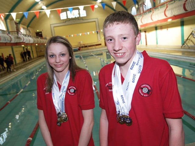 Doncaster Dartes Swimming Club training session at St James baths, pictured l-r, Sophie Taylor, 13, Max Litchfield, 14 in 2009