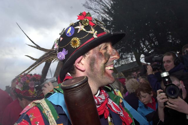 Fool Dale Smith with the famous Haxey Hood in 2004