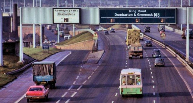 The 'Inner Ring Road' at Port Dundas pictured in 1972. Signage displaying the Ring Road was still present well into the 1990s.