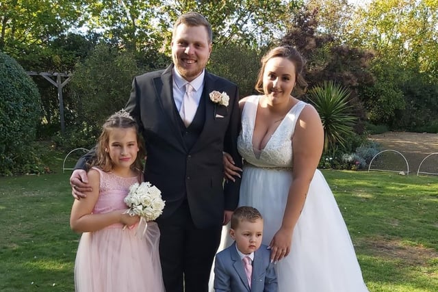 Jade and Jake married on 26.9.20. Jade said: '26th September we got married at Portsmouth Register Office. Not the wedding we planned, but we made the most of it.'