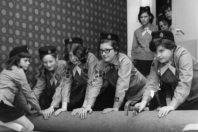 Members of South Shields Girl Guides helped to get their new headquarters ready for opening in 1971.