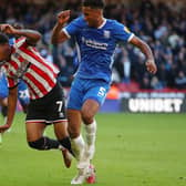Rhian Brewster of Sheffield United  and Auston Trusty of Birmingham City challenge for the ball: Simon Bellis / Sportimage
