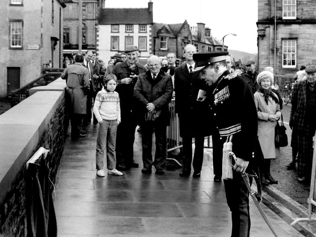 The opening of the Cuddy Bridge in Peebles, December 1984.