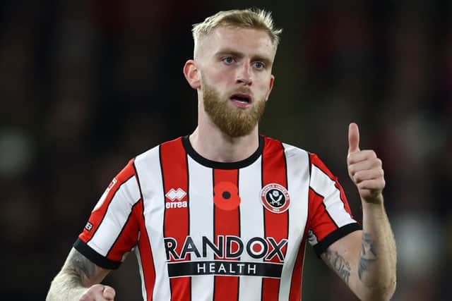 Oli McBurnie says he feels at home at Sheffield United as he discussed the prospect of him extending his stay at Bramall Lane beyond the summer: Darren Staples / Sportimage