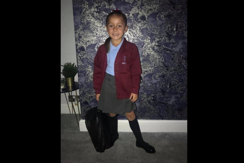 Parents from across the Portsmouth area shared photos as their children returned to school after the summer holiday on Thursday, September 2, 2021. Pictured is Texas, aged seven. 
