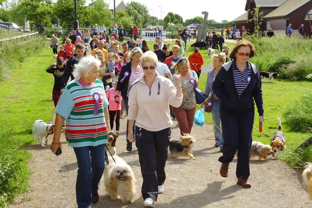 A scene from the 2013 sponsored dog walk at Summerhill on behalf of Alice House Hospice. Does this bring back happy memories?