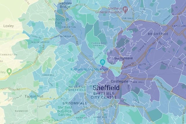 Air pollution in parts of Sheffield is nearly twice as bad as in other area of the city, latest figures show