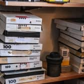 The boxes of film at the home of writer and photographer Stephen McClarence
