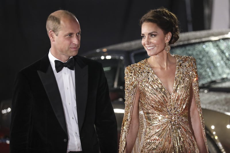 Britain's Prince William, left, and his wife Kate the Duchess of Cambridge arrive for the World premiere.