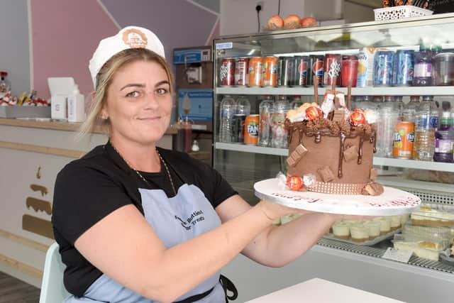 Laura Fenlon in her cake and sandwich shop in Gleadless.