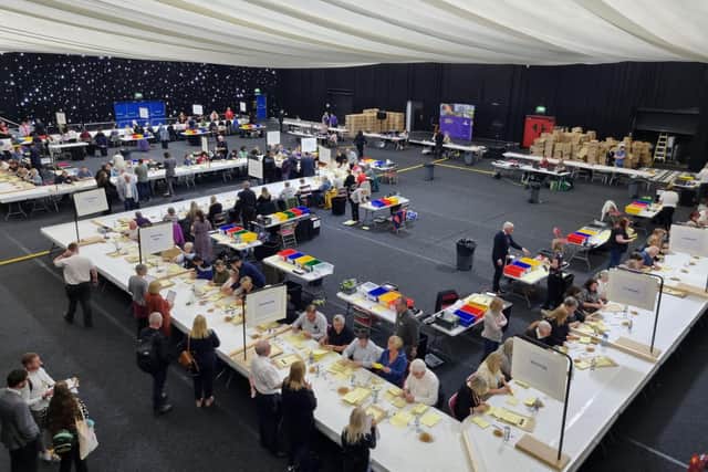 Votes are counted in the Barnsley Council local election 2022 at the Metrodome.