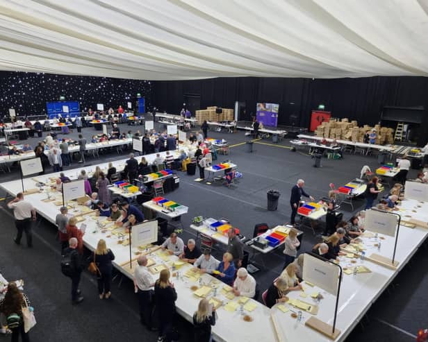 Votes are counted in the Barnsley Council local election 2022 at the Metrodome.