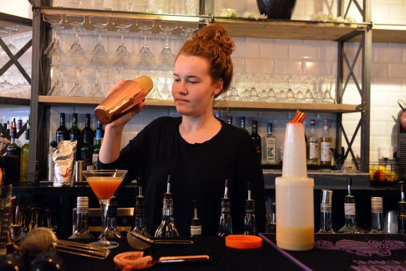 Bar 808 opened up in St Thomas Street 3 years ago and here is cocktail maker Emma Wilkinson.