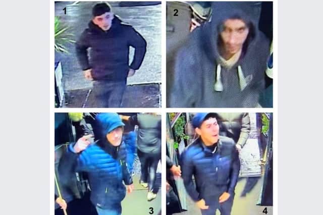 Police appealed for help finding this group of men they want to speak to in connection with the violence, which happen outside the Devonshire Arms pub, on Herries Road, near Shirecliffe.