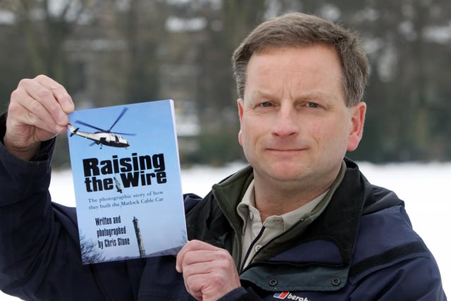 Author Chris Stone of Ripley with his new book 'Raising the Wire', the story of the construction of the cable car at the Heights of Abraham, Matlock Bath in 2012