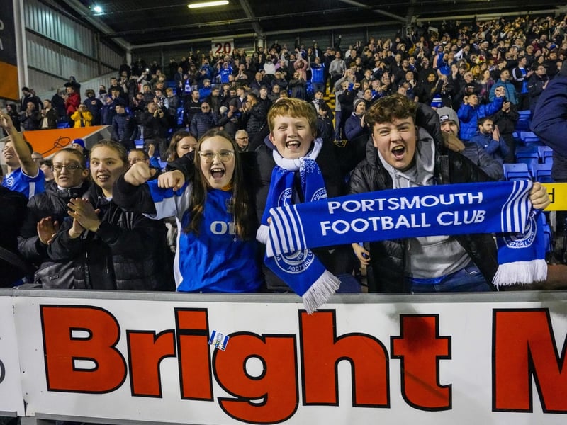 16 December 2023: the younger supporters in full voice as Pompey won 3-0.